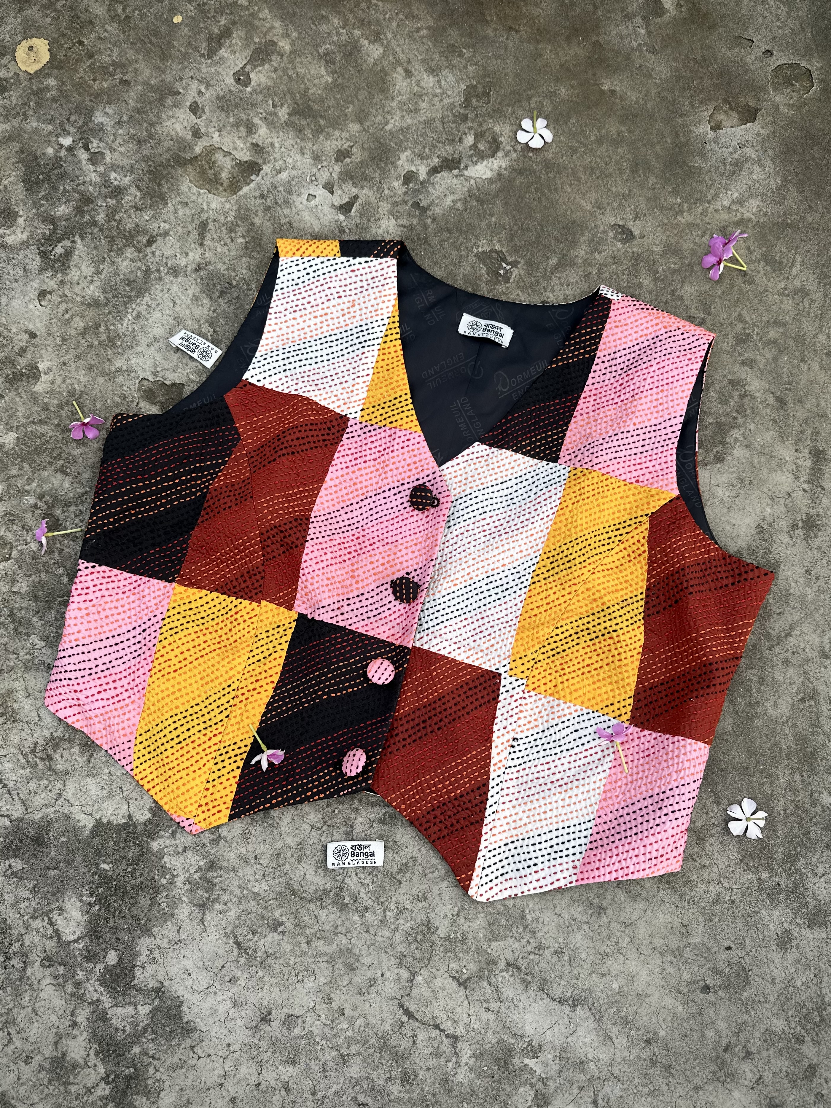 silk patchwork vest